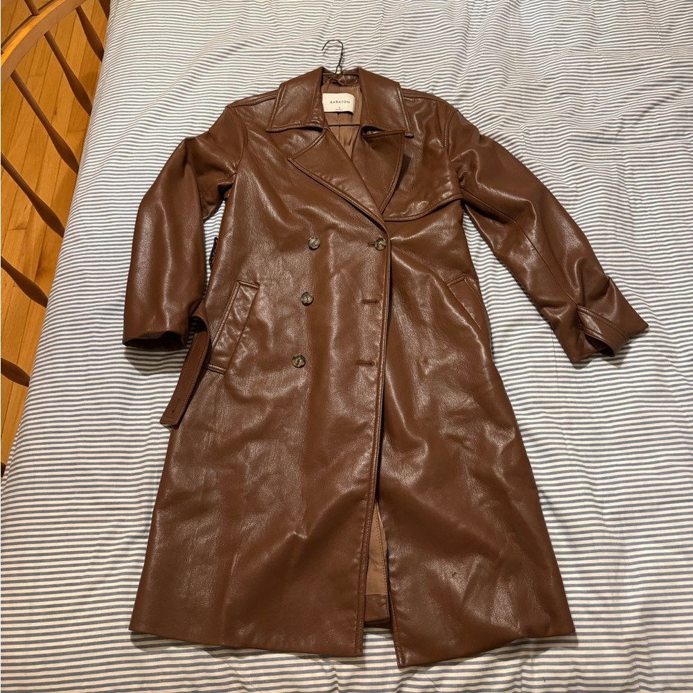 Babaton Faux Leather Trench Coat